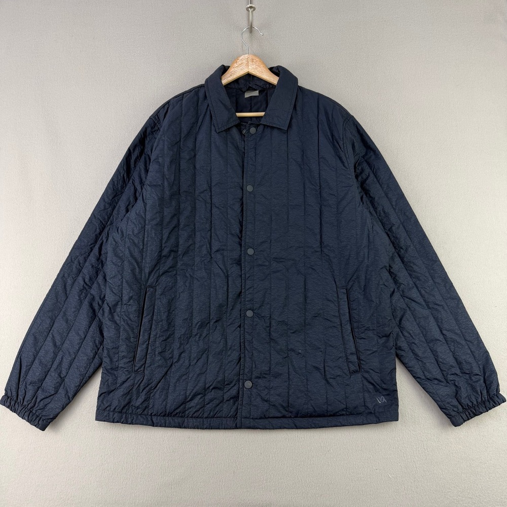 VRST Jacket Men L Navy Blue Quilted Snap Front Lightweight Shacket Outdoors